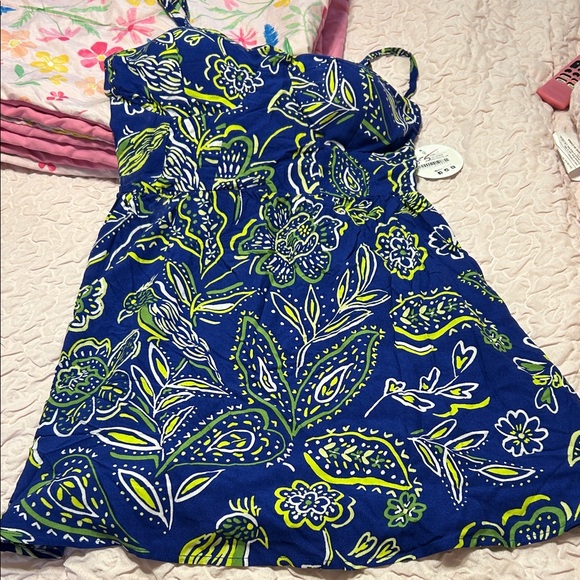Jolie & Joy by FCT With Love Dresses & Skirts - Floral Blue and Green Mini Dress
